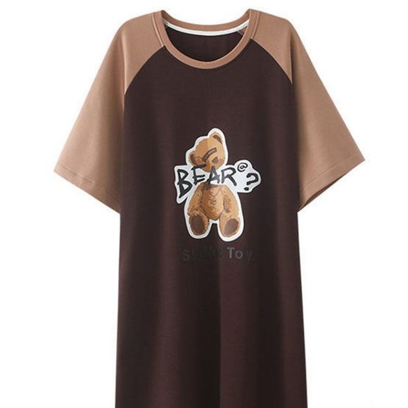 Teddy Bear Cotton Nightdress | Women Sleep Gown Pajama Robes - Picture 4 of 4